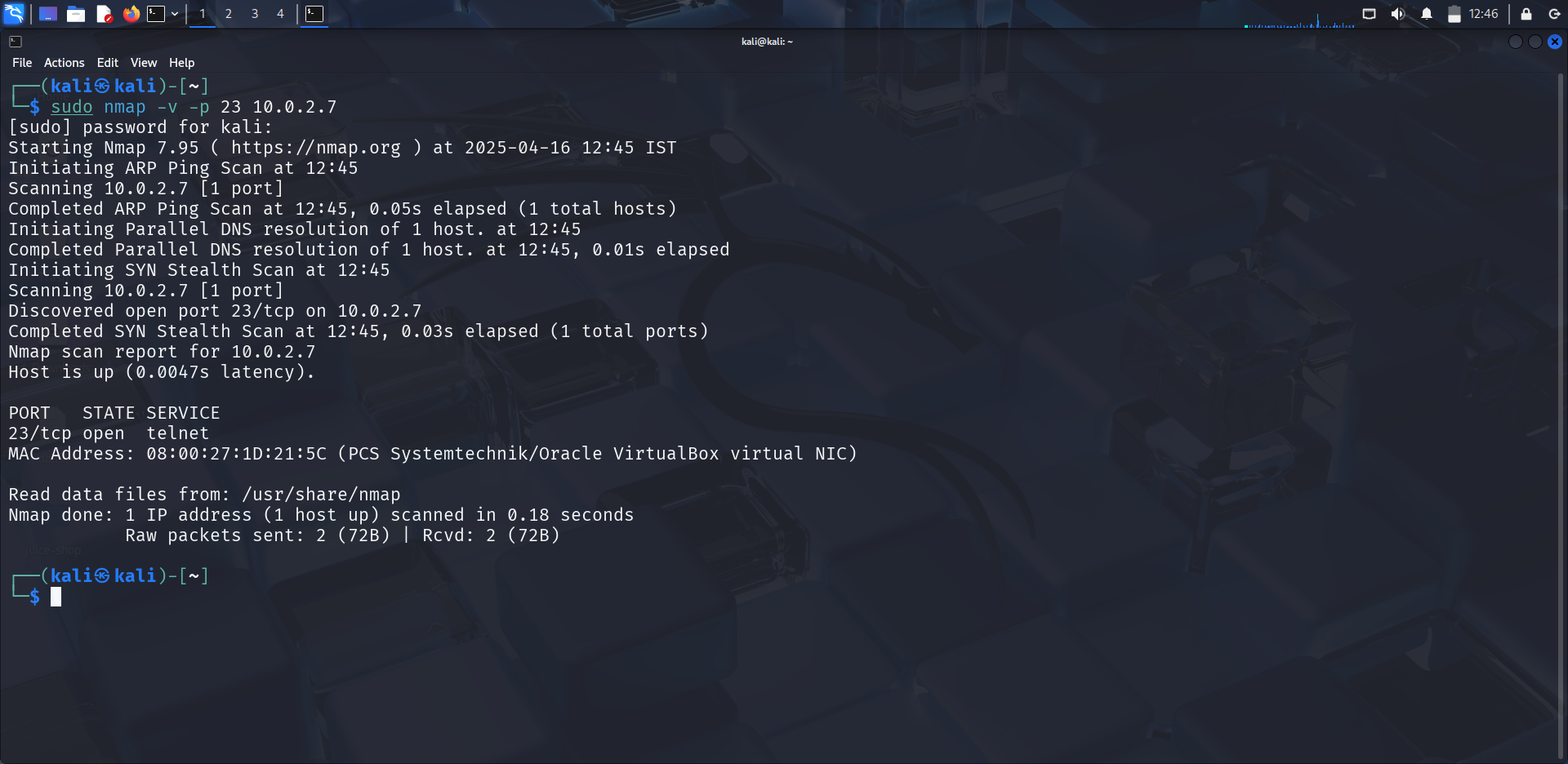 Telnet Nmap Scan